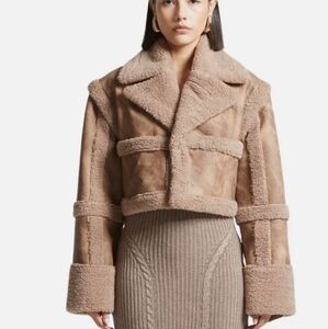 Maniere De Voir Tan Teddy Jacket with Cozy Plush Material